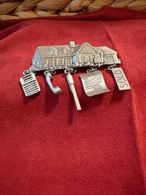 Silver Real Estate House Brooch-JJ  Jonette